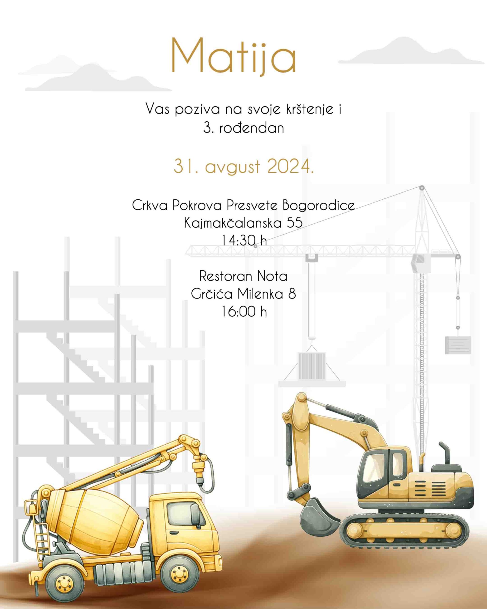 #37 excavator construction invitation