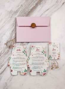 1 Baby Girl Pink Flower Birthday Invitation