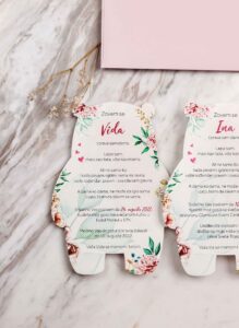 2 Baby Girl Pink Flower Birthday Invitation