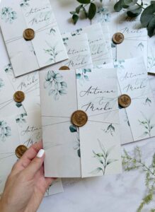 2 Green Leaf Leaves Wedding Invitation
