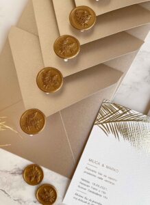 2 Minimalistic Gold Palm Wedding Invitation