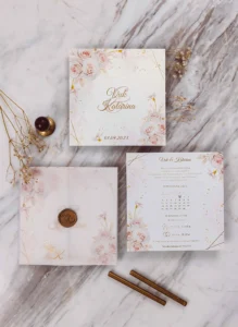 2 Soft Pink Rose Blush Gold Foil Wedding Invitation