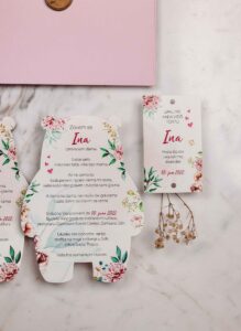 3 Baby Girl Pink Flower Birthday Invitation