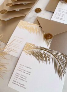 3 Minimalistic Gold Palm Wedding Invitation