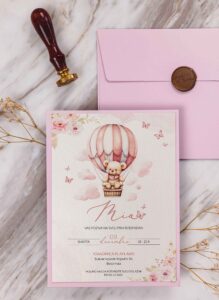 4 Baby Girl Pink Rose Blush Wedding Invitation