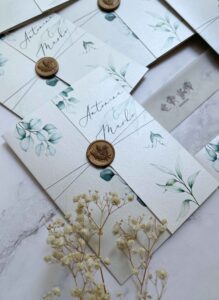 4 Green Leaf Leaves Wedding Invitation
