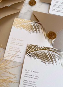 4 Minimalistic Gold Palm Wedding Invitation
