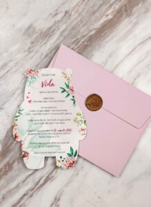 5 Baby Girl Pink Flower Birthday Invitation