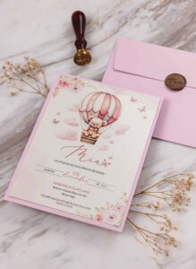 5 Baby Girl Pink Rose Blush Wedding Invitation
