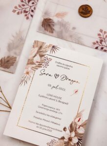 5 Beige Pampas Wedding Invitation