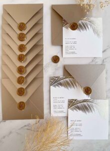 5 Minimalistic Gold Palm Wedding Invitation