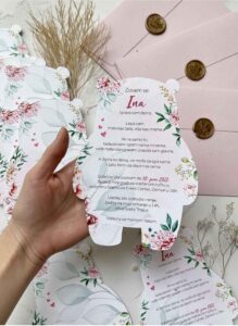 7 Baby Girl Pink Flower Birthday Invitation