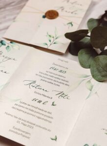 7 Green Leaf Leaves Wedding Invitation