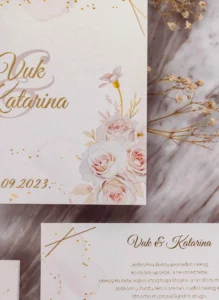 7 Soft Pink Rose Blush Gold Foil Wedding Invitation