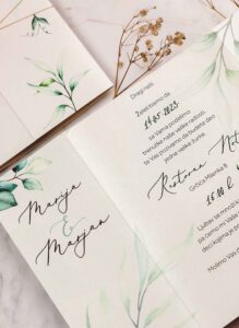 8 Green Leaf Leaves Wedding Invitation