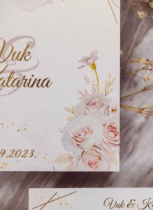 8 Soft Pink Rose Blush Gold Foil Wedding Invitation